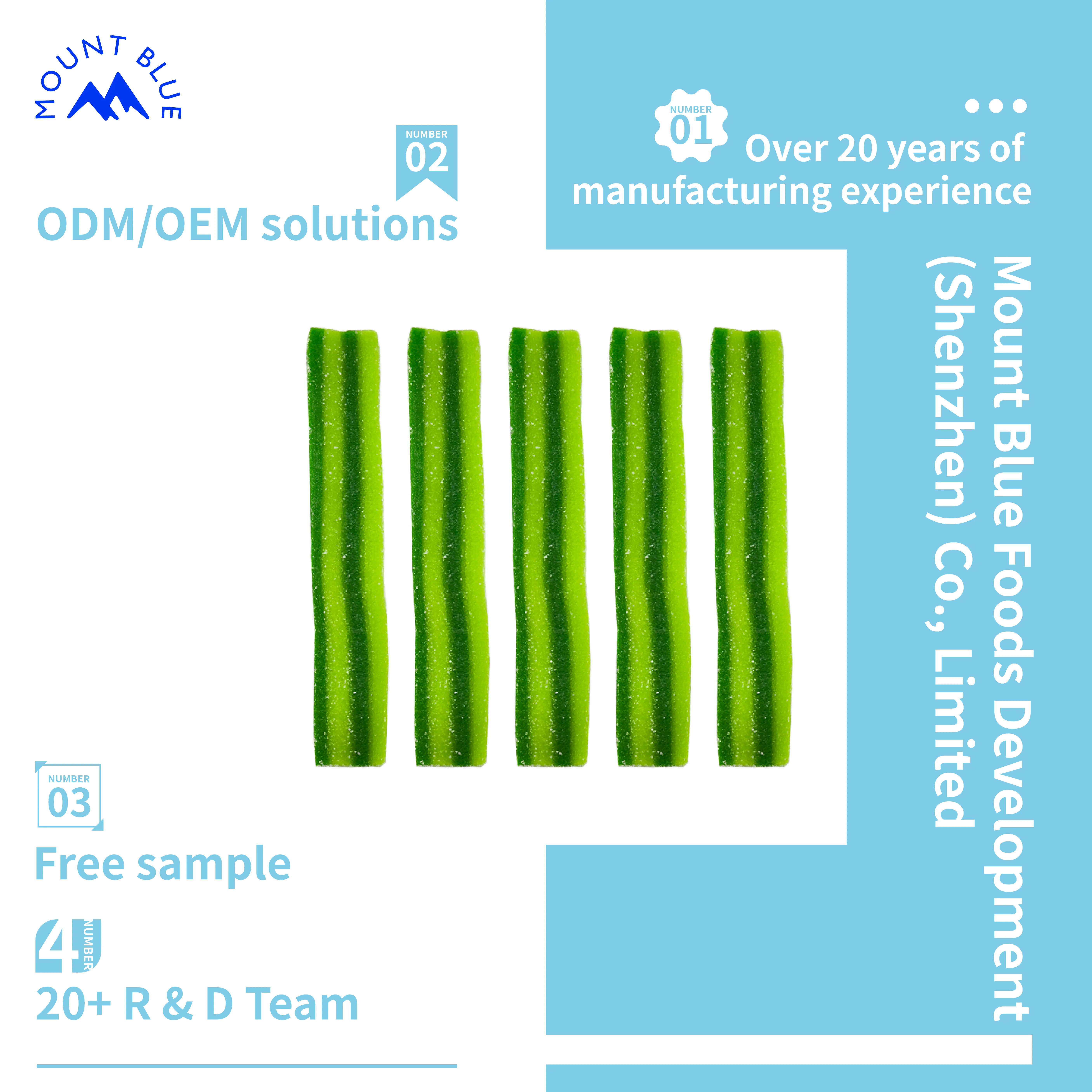 Best Selling Sweet Rainbow Belt Gummy Candy Sugar Strip Gum for Daily Use