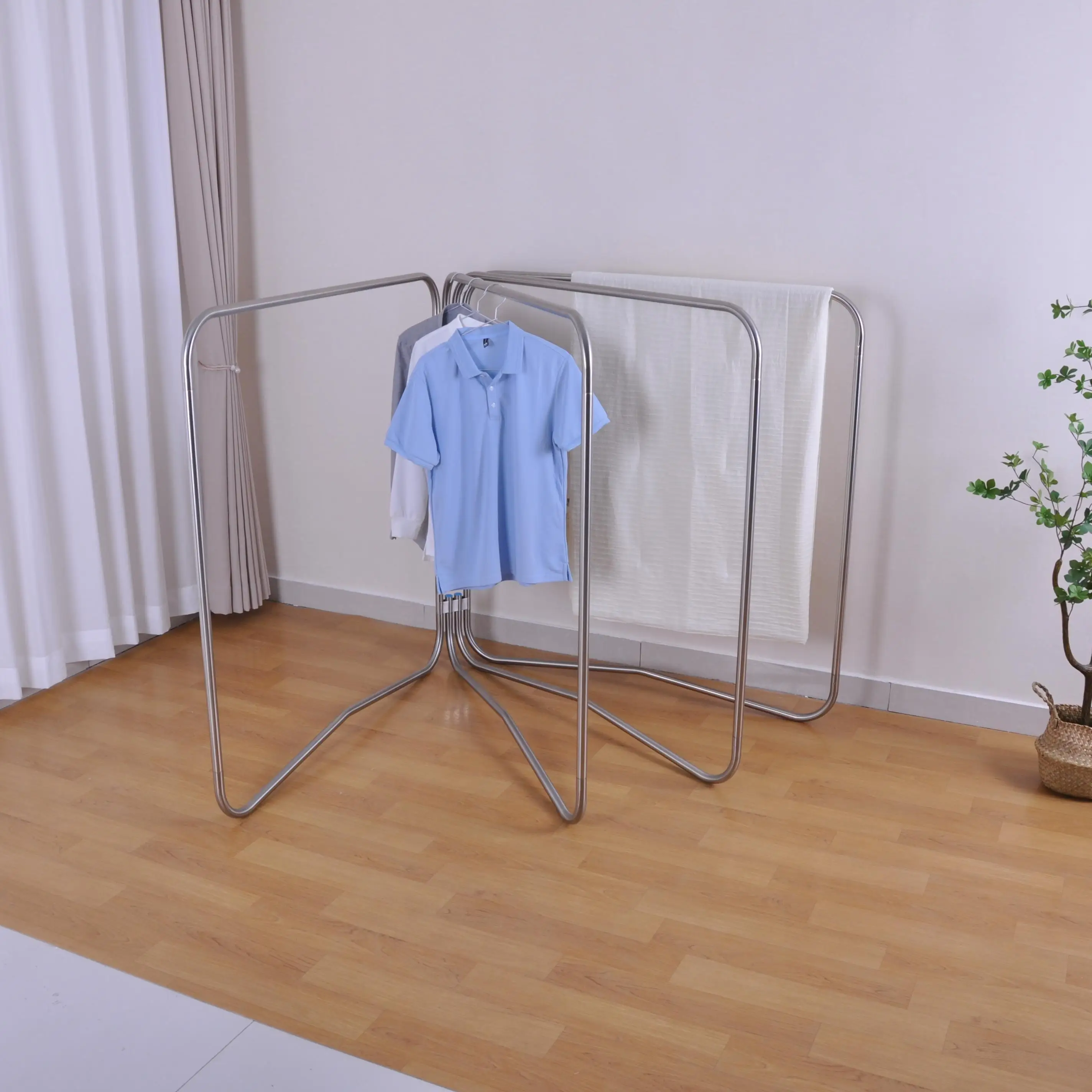 Versatile Free Standing Towel Rack Hanging Clothes 3 Tier Drying Rack Clothes