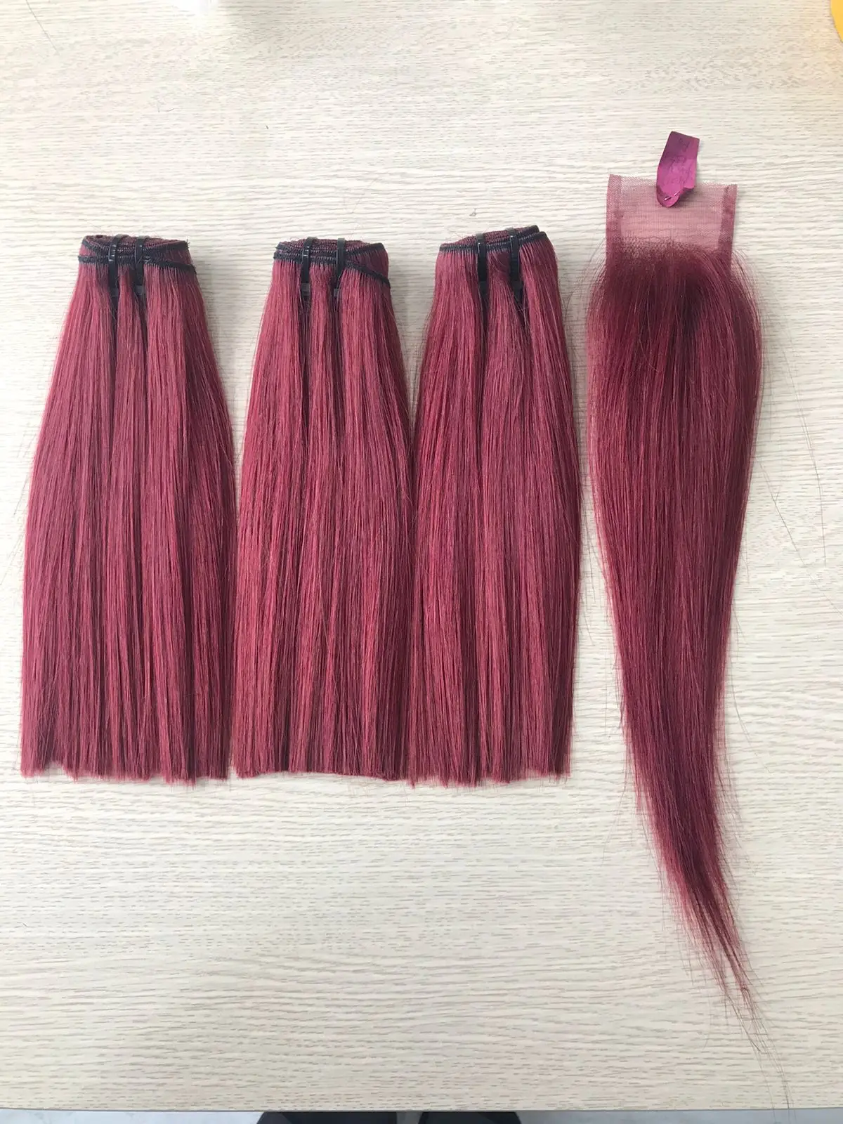 Double Drawn Vietnamese Remy Hair Weave Straight Machine Genius Weft  Ombre Black Blonde Color Brown Hair Extensions BAMBOO HAIR