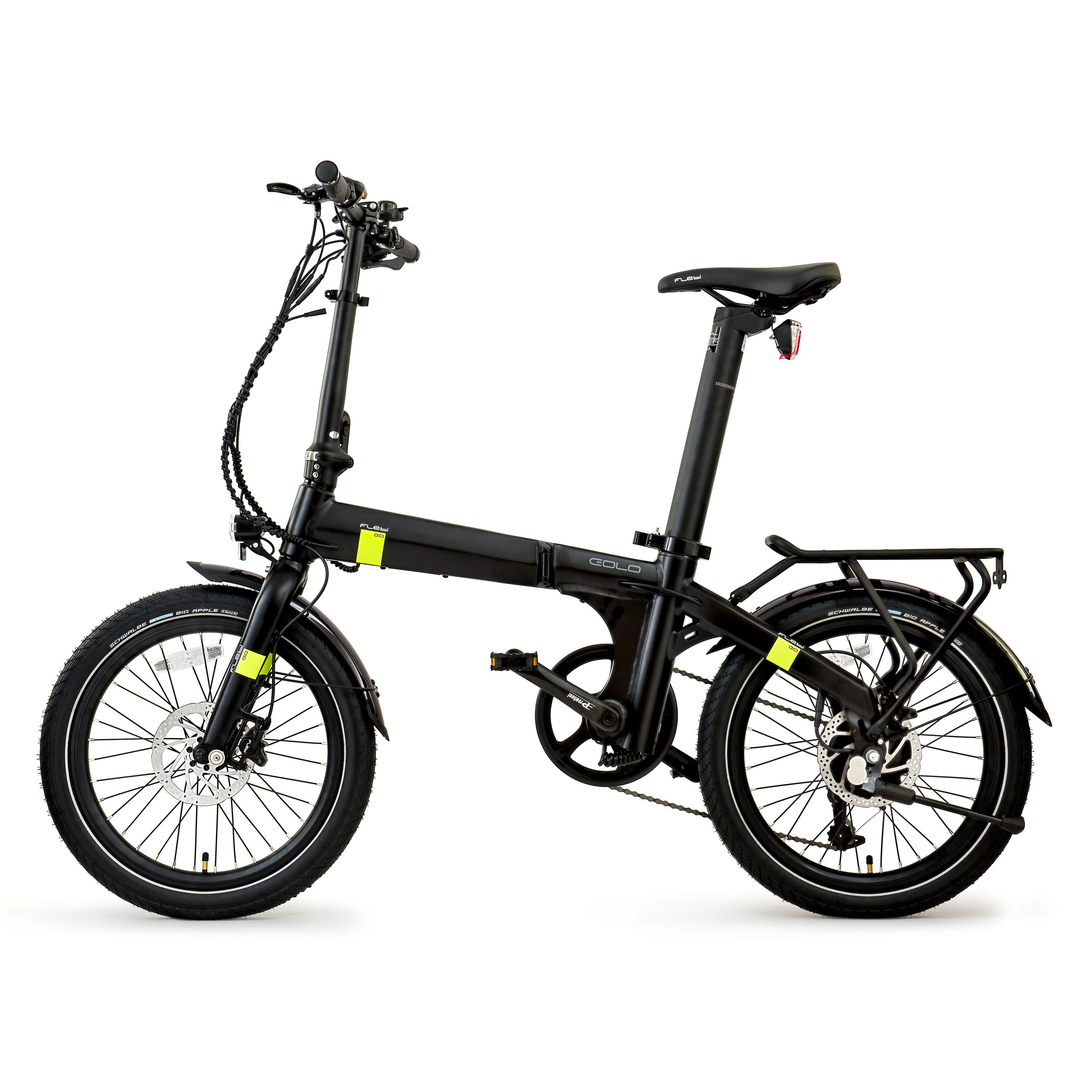 Folding Urban Ebike Flebi Eolo Black Lime Batterie 10Ah 20 Inch Wheels 70km Autonomie