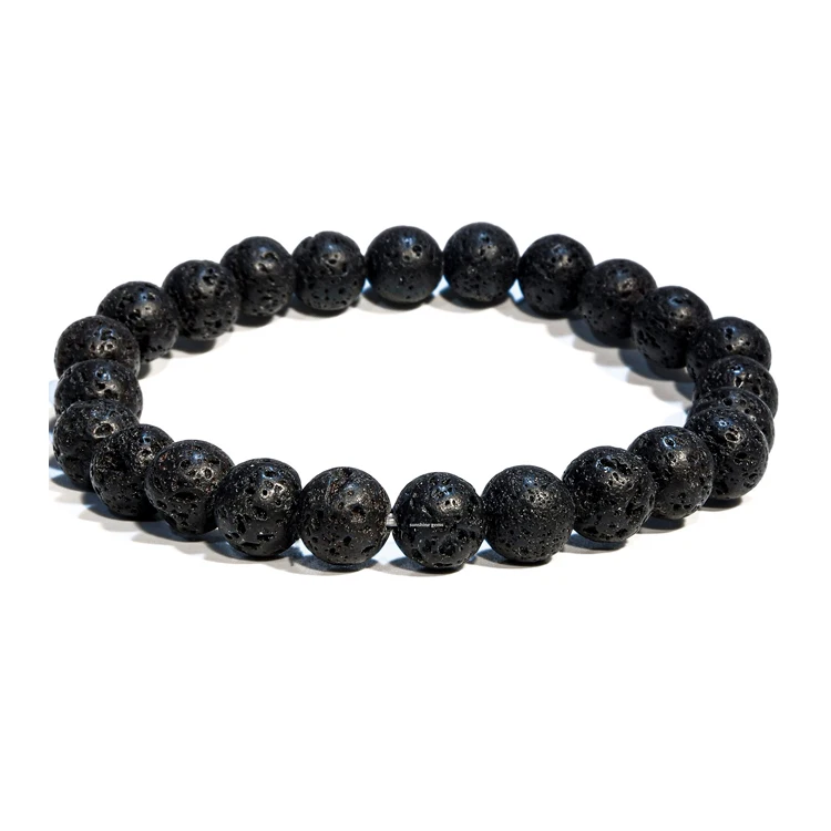 Natural Lava Rock Diffuser Bracelet Handmade 8mm Semi-Precious Gemstone Beaded Bracelet for Healing and Gifts for Women Men