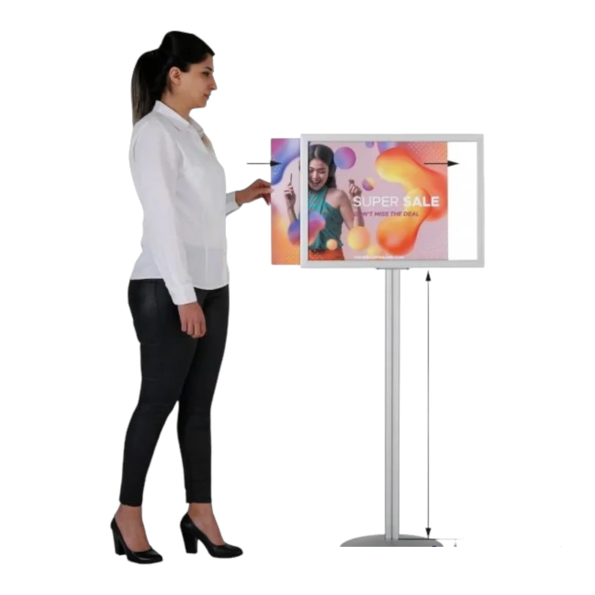 High Quality Oem Manufacture Aluminum Silver Snap Poster Frame Stand with Acrylic Brochure Holder Infoboard Stand