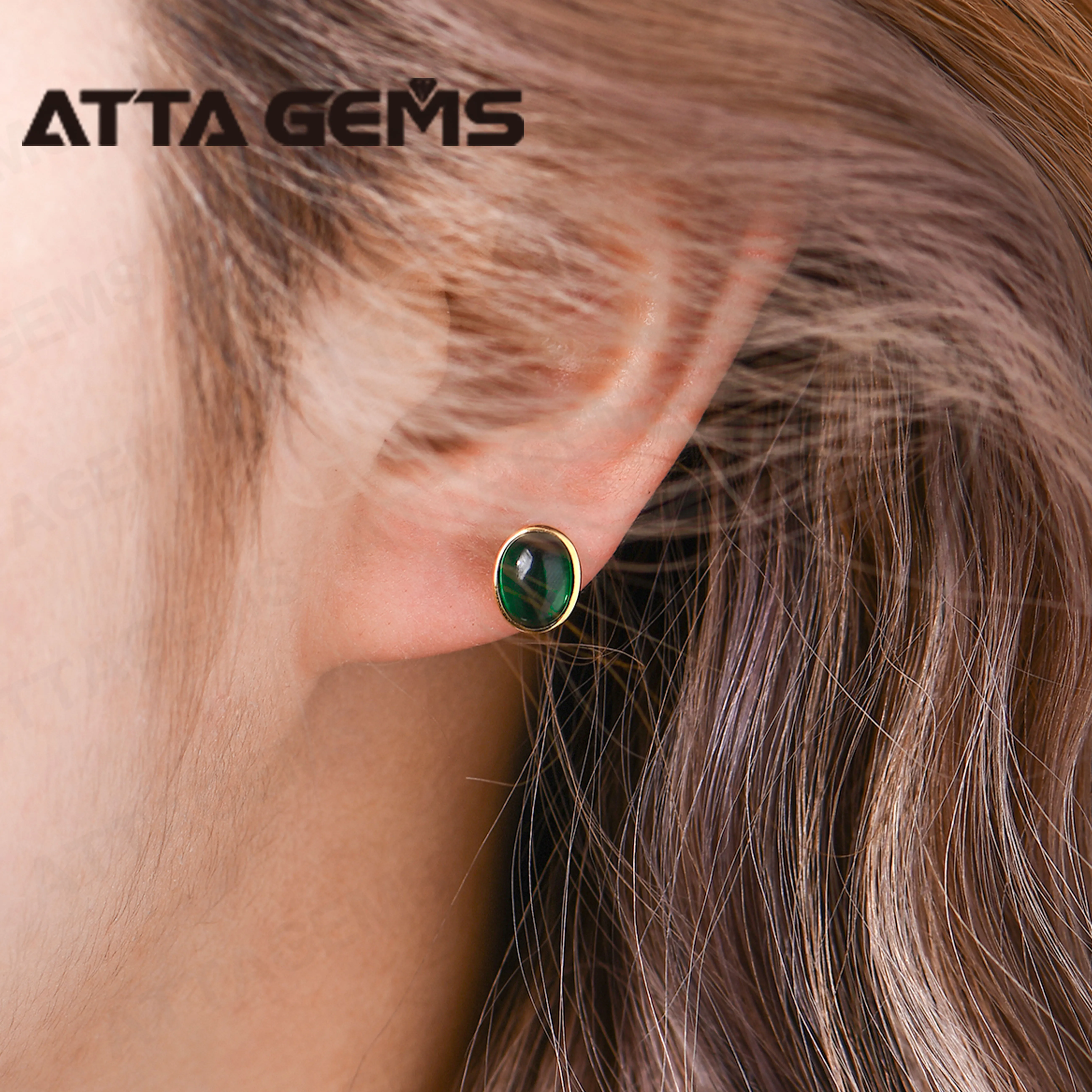 2024 ATTA Silver Luxury Emerald Moissanite Dainty Earrings Emerald Diamond Earrings Gemstone Earrings