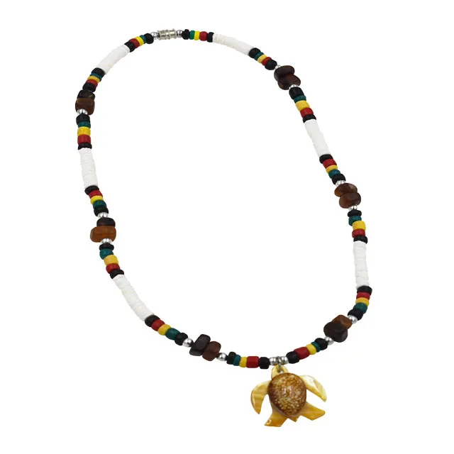 Tribal Style Shell Necklace Handmade Turtle Shell Pendant Necklace Natural Color Coconut Necklace