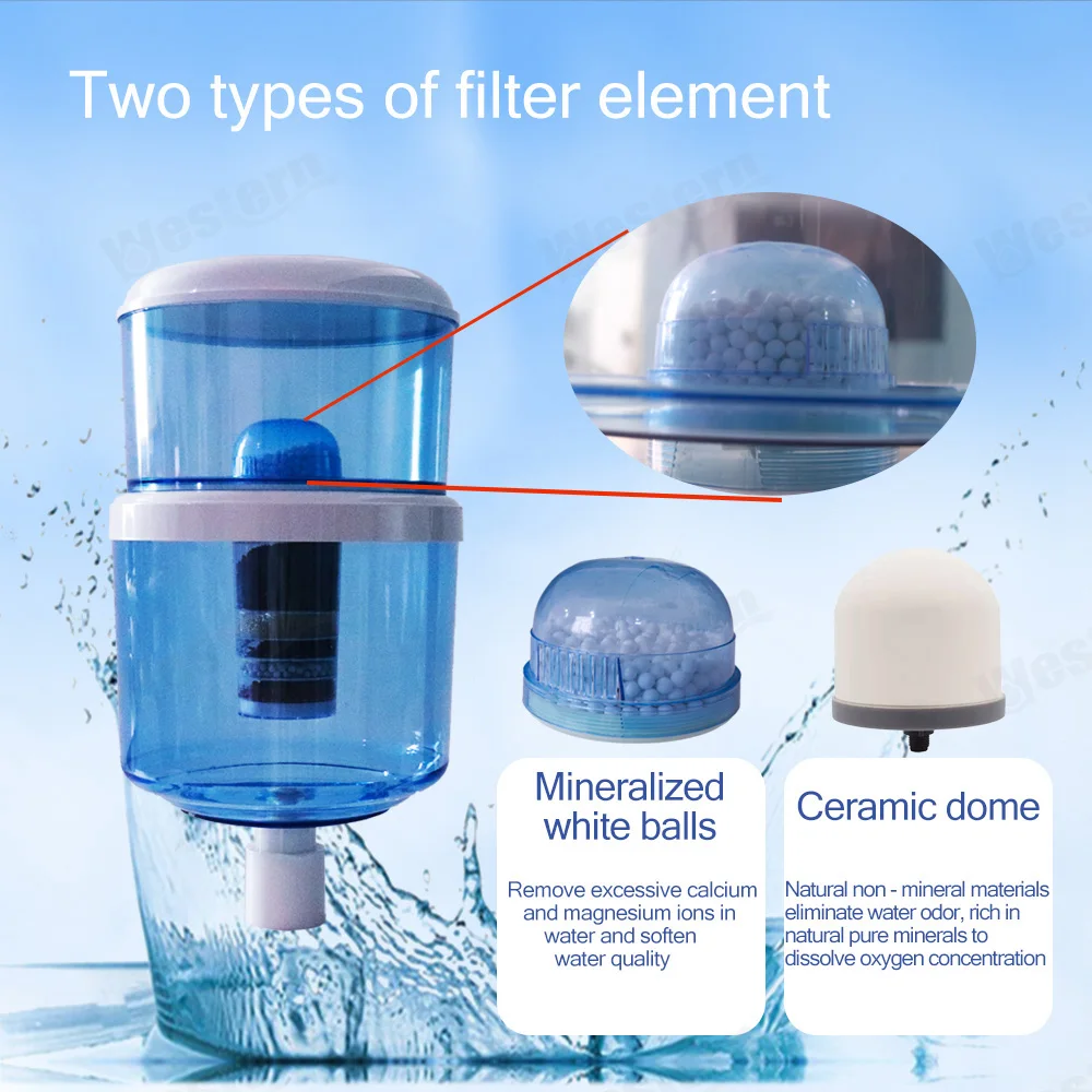 High quality 7 stages gravity water filter alkaline mineral water pots for water dispenser remove chlorine bacteria chemicals