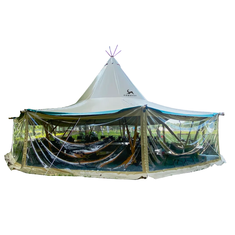 Outdoor Large Multifunctional Pyramid Tipi Canvas Teepee Event Tents For Coffee Shop