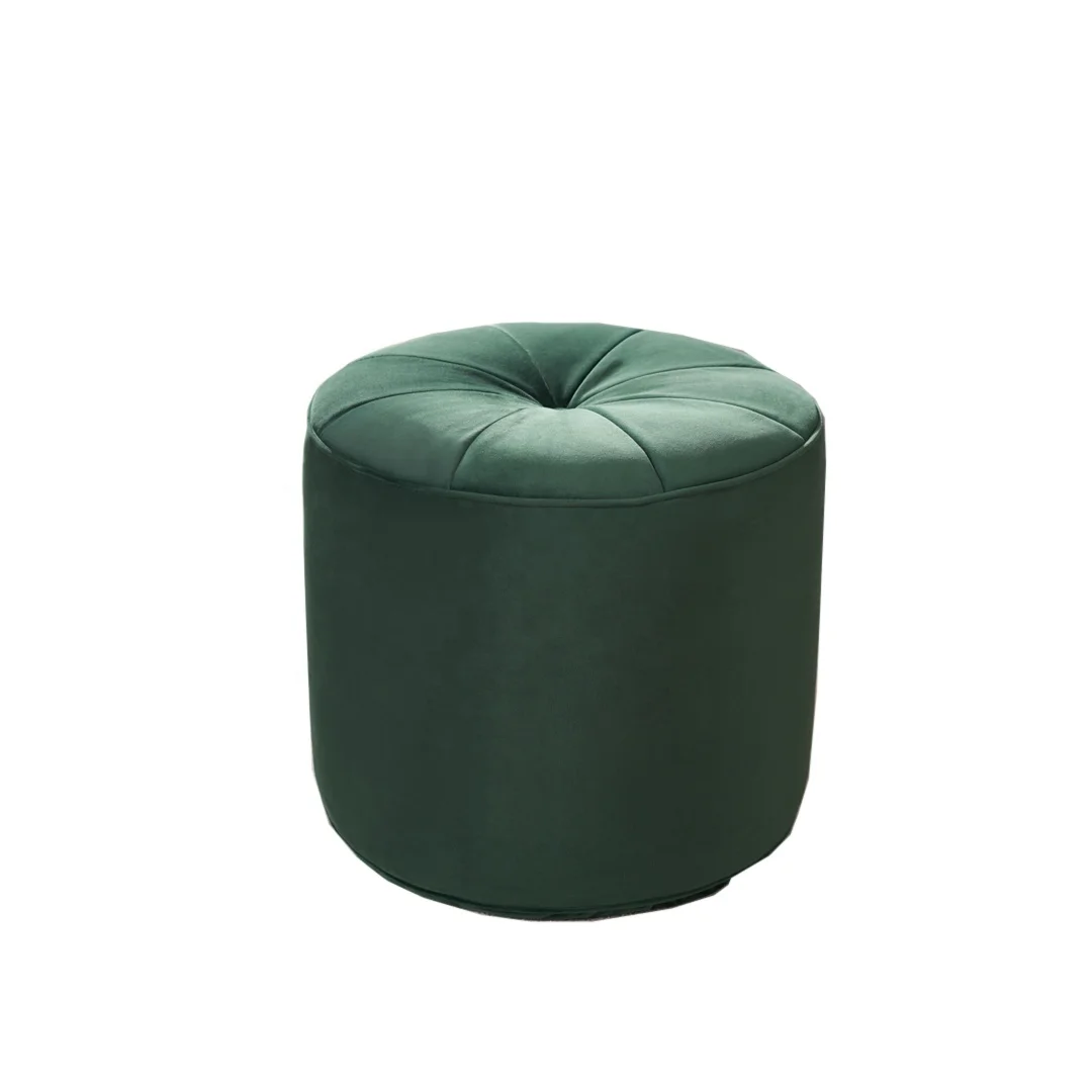 Cylinder Ottoman With Grey Upholstery For Living Room Furniture