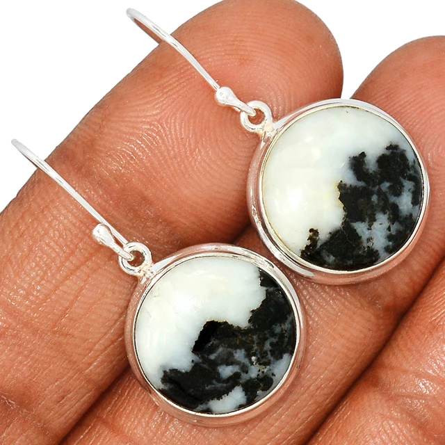 High Quality 925 Sterling Silver Jewelry Small Cute Zebra Jasper Gemstone Hoop Earrings for Women with Third Party Appraisal