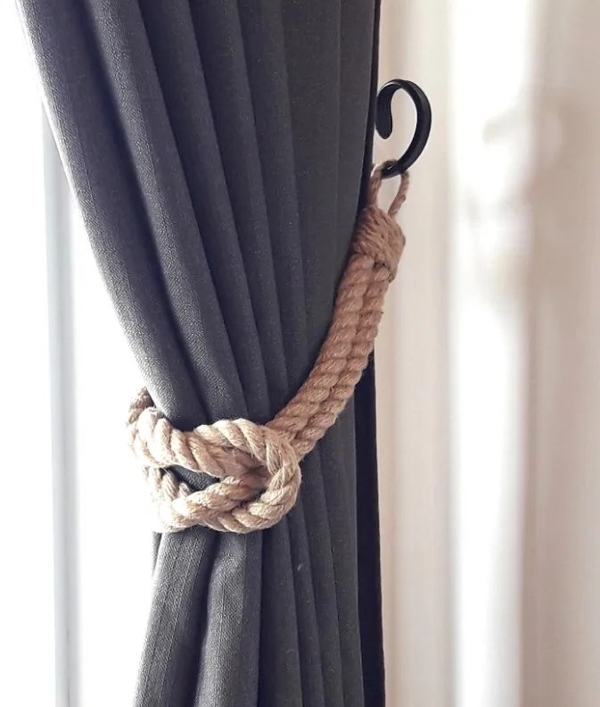 Square Knot Curtain Tie-Back - Beach Decor - Jute Rope Curtain Tiebacks - Nautical Gift