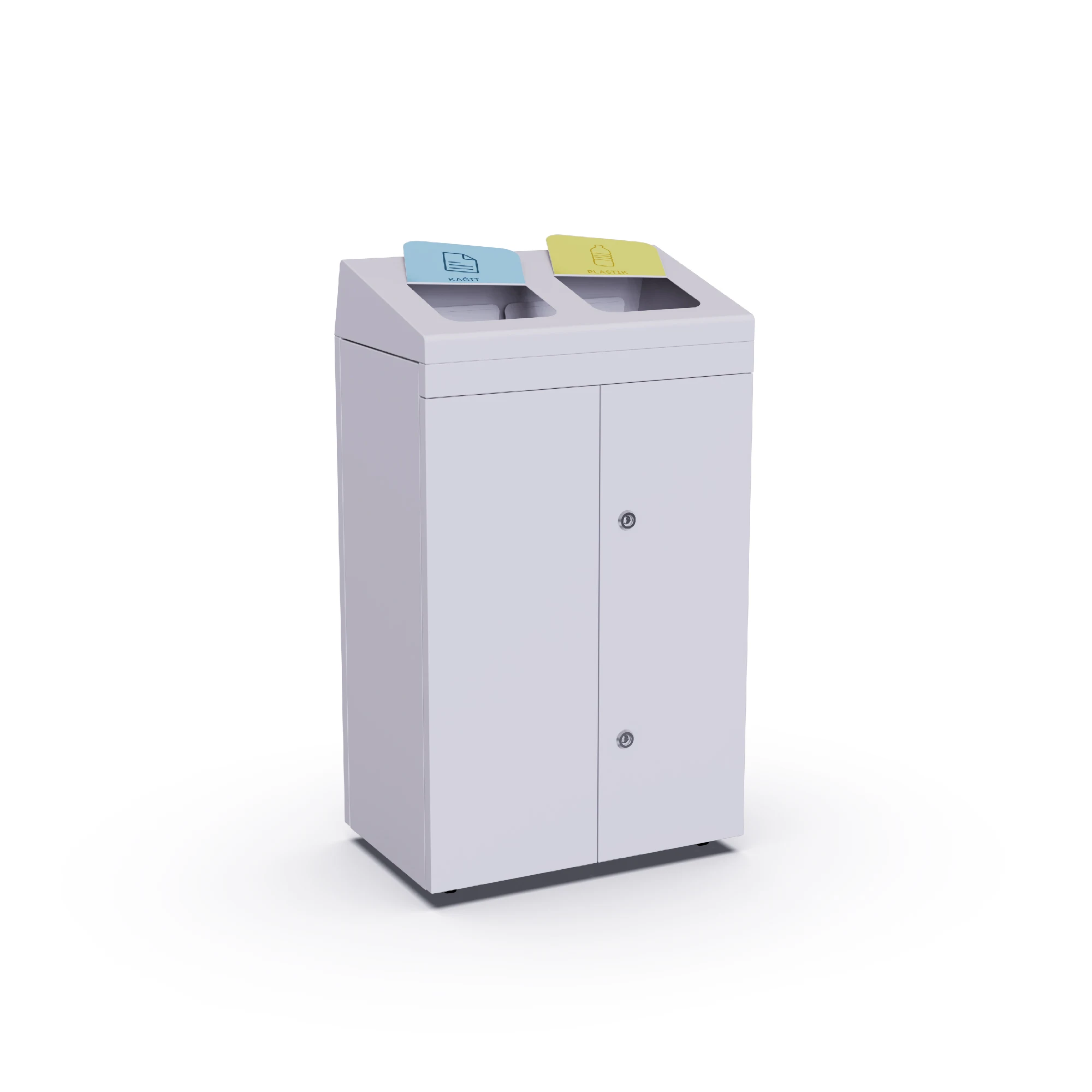 Polye duo metal appearance recycling bin with minimal design where you can collect paper and plastic waste