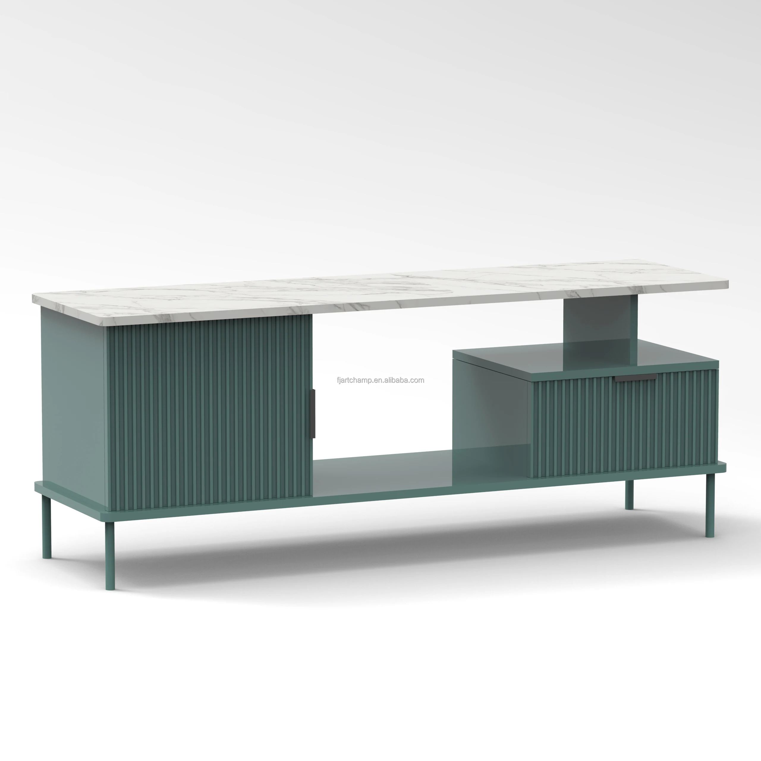 panel furniture wooden green painted white marble modern furniture table coffee