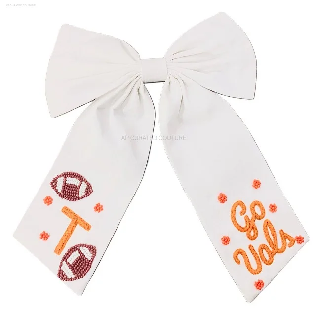 Seed beaded headbands beaded bows Customized Team Name beaded Hair Bows Stylish handmade Hair Accessories seed beaded bows