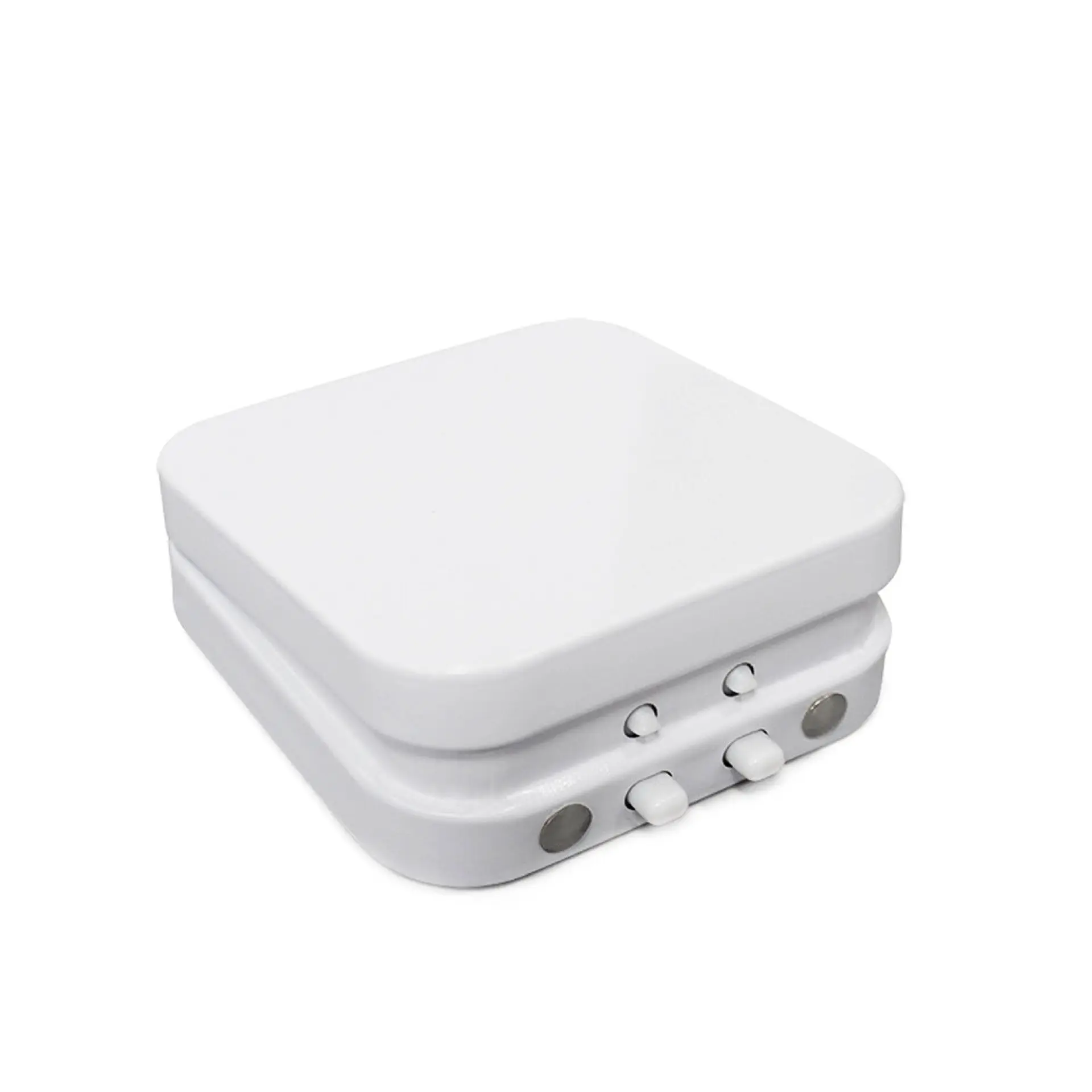 Square Rectangle Hinged Lid Container Pop Lock Tin Box with child resistant buttons and silicone insert tray for candy