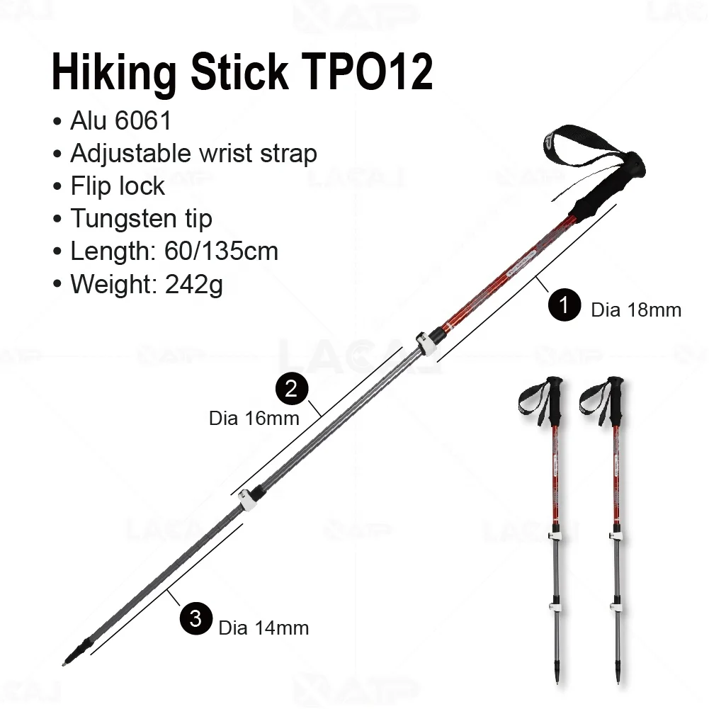 XATP New Design Lite Alu Flip Locking Telescoping Foldable Camping Hiking Trekking Mountaineering Aluminum  Pole Stick