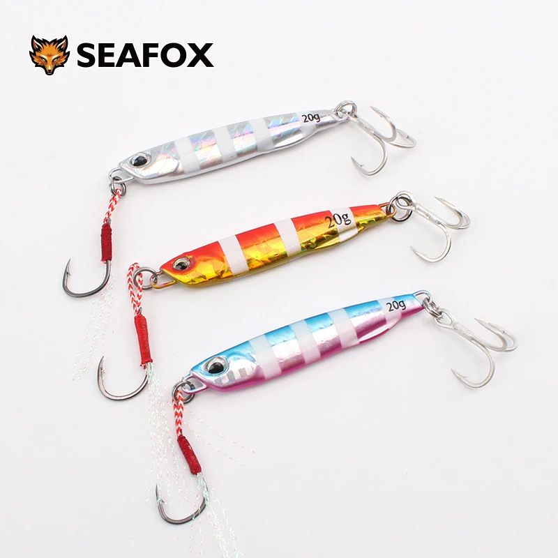 Cheap Price 10g to 80g Shore Bionic Slow Pitch Metal Jigs Luminous Effect with Assist Hook Triple Hook Saltwater Fishing Lures