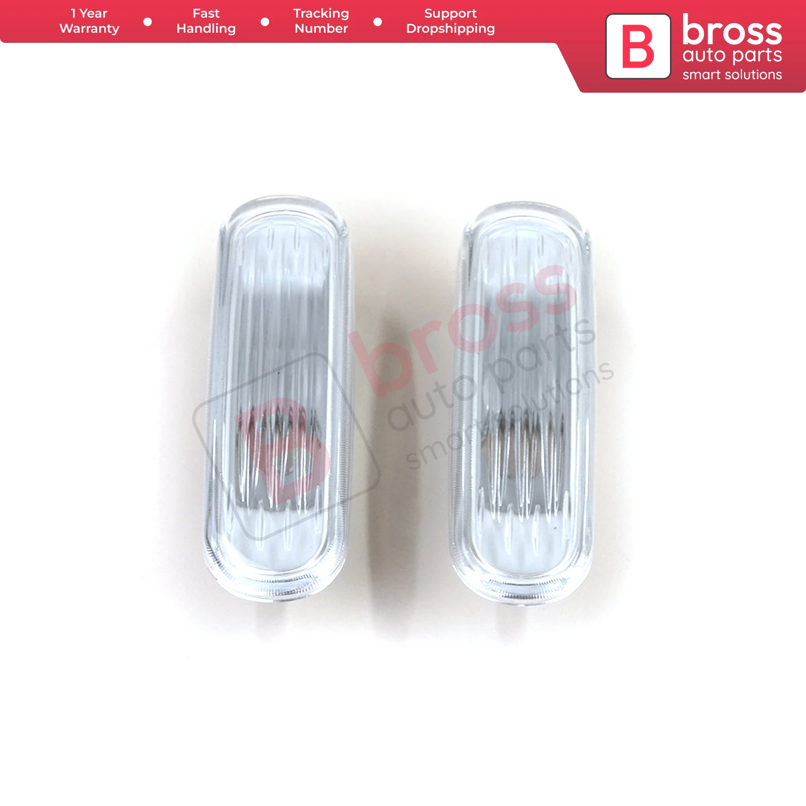 BSP1129-1 Side Flasher Indicator Repeater Lamp Signal Set White for 51942933 Bross Auto Parts Made In Turkey