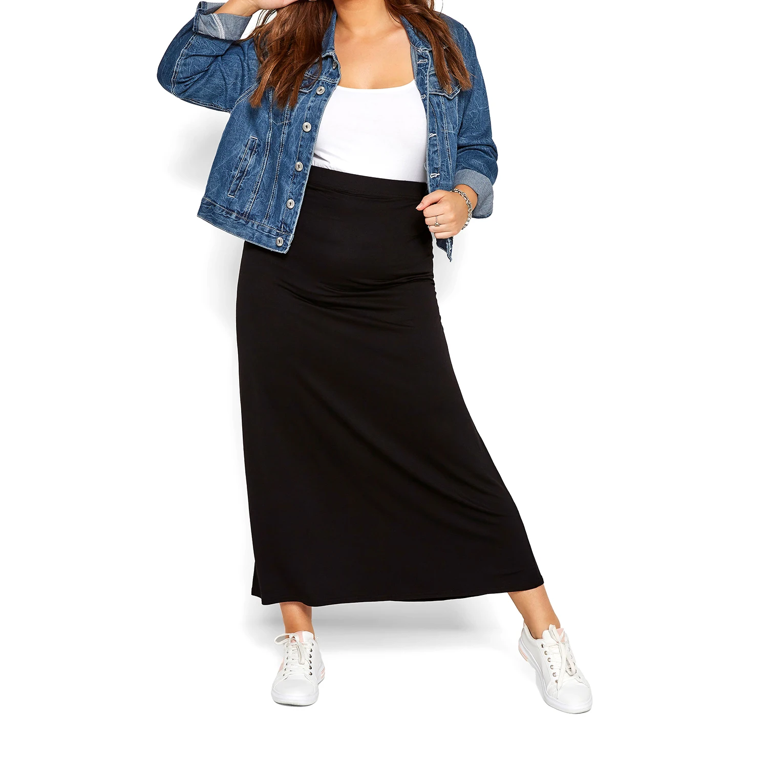 Women Plus Maxi tube Skirt With Elasticated waistband for an easy fit Made from a soft stretch jersey 100% Cotton