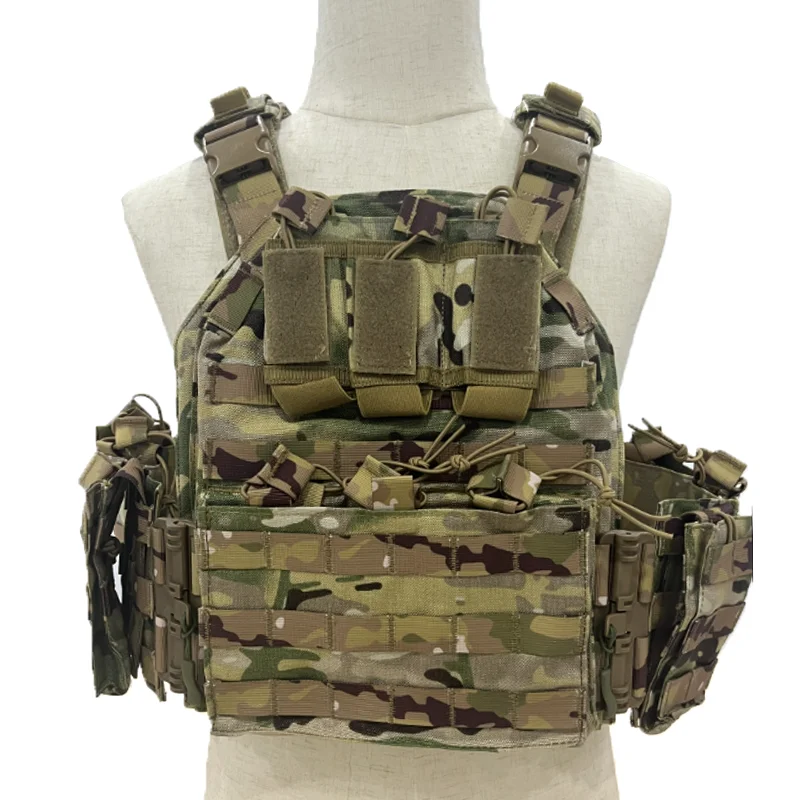 Hot Sale Tactical Ruin Camouflage Vest, Mag Pouches, Auxiliary Pack, MOLLE System, Ideal for Self-Defense Supplies