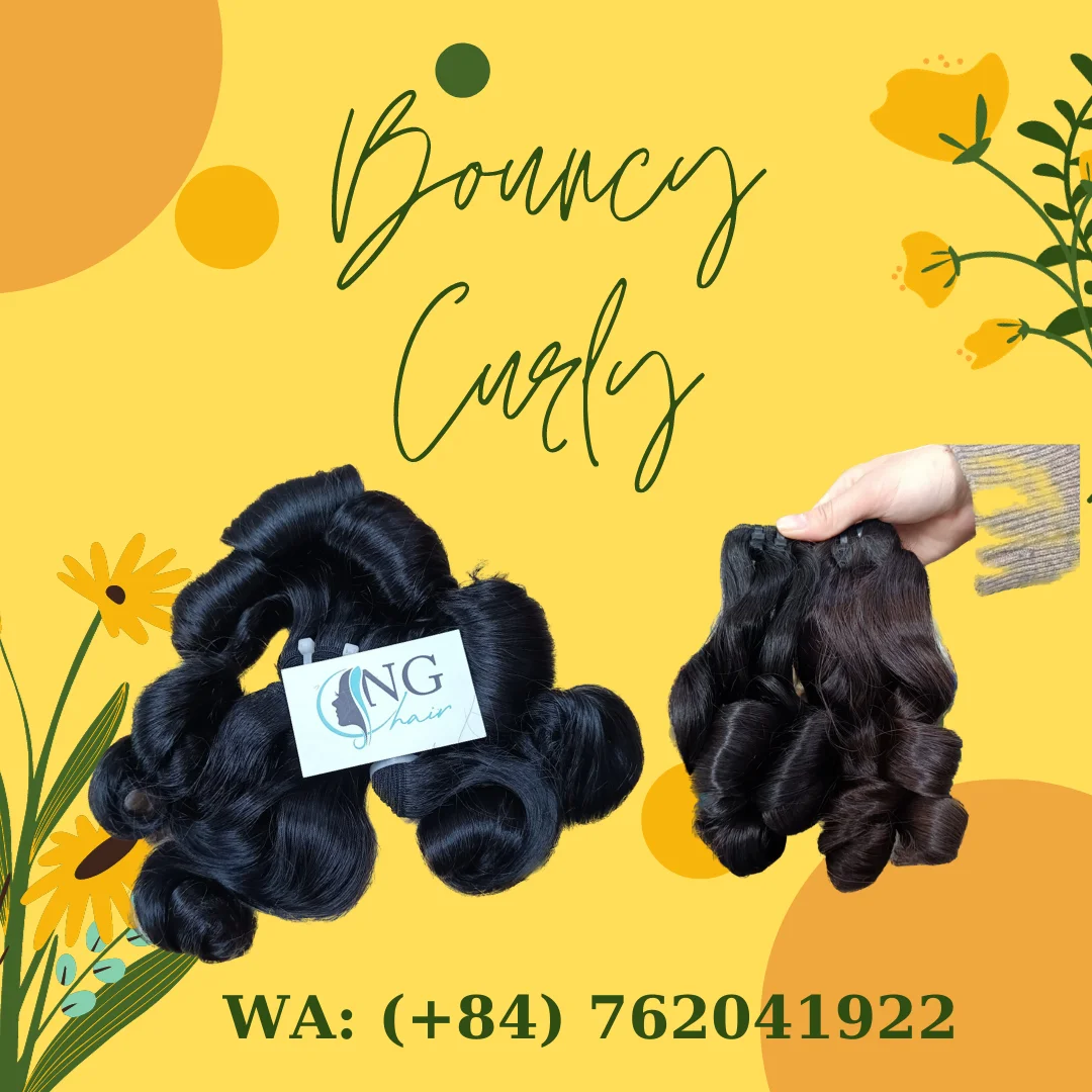 Bouncy Curly Weft Double Drawn 100% Vietnamese Human Hair No Shedding No Tangle No Chemicals Made In Vietnam