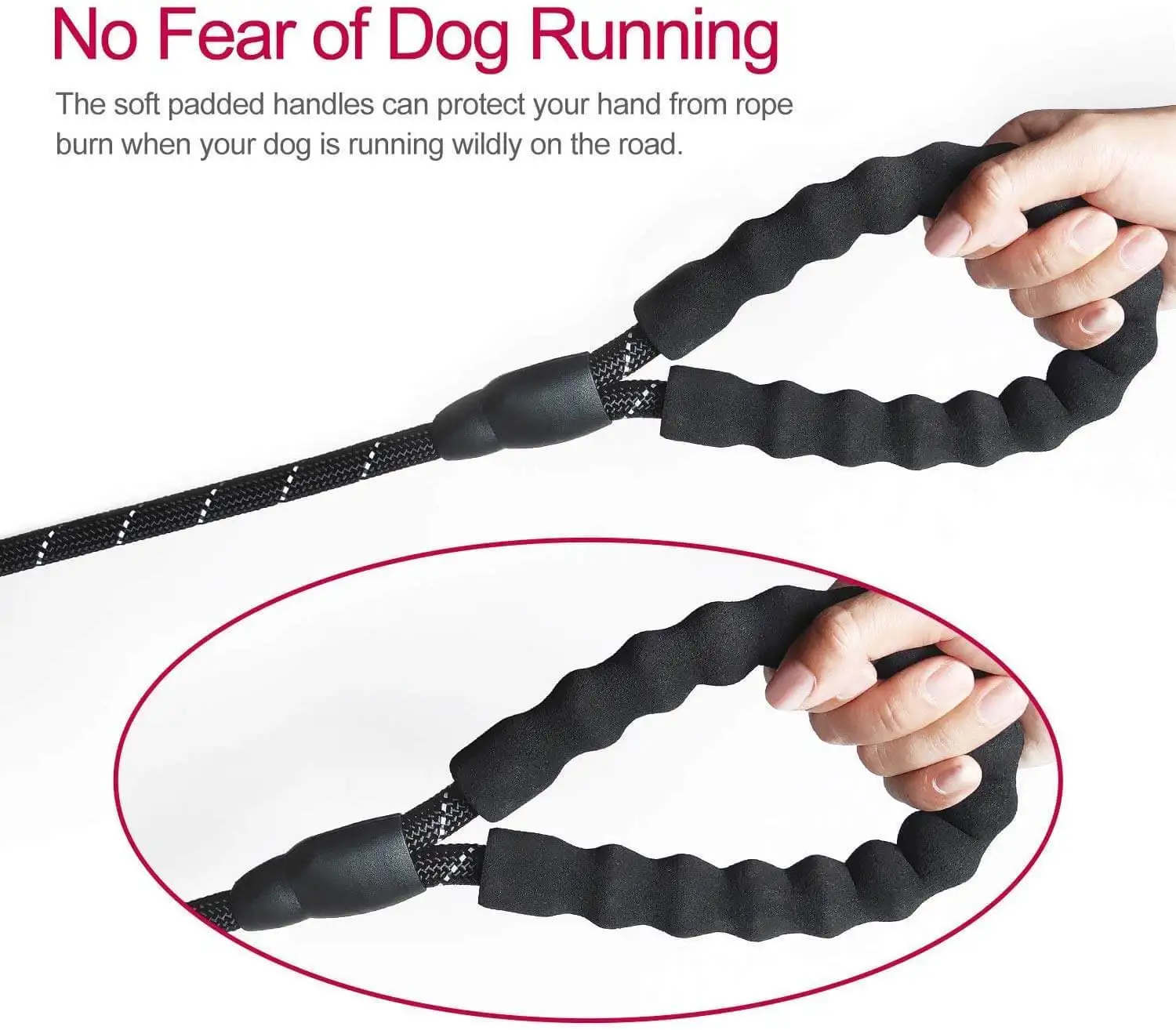 Amazon Hot selling nylon reflective soft paracord walking training heavy duty nylon rope dog leash