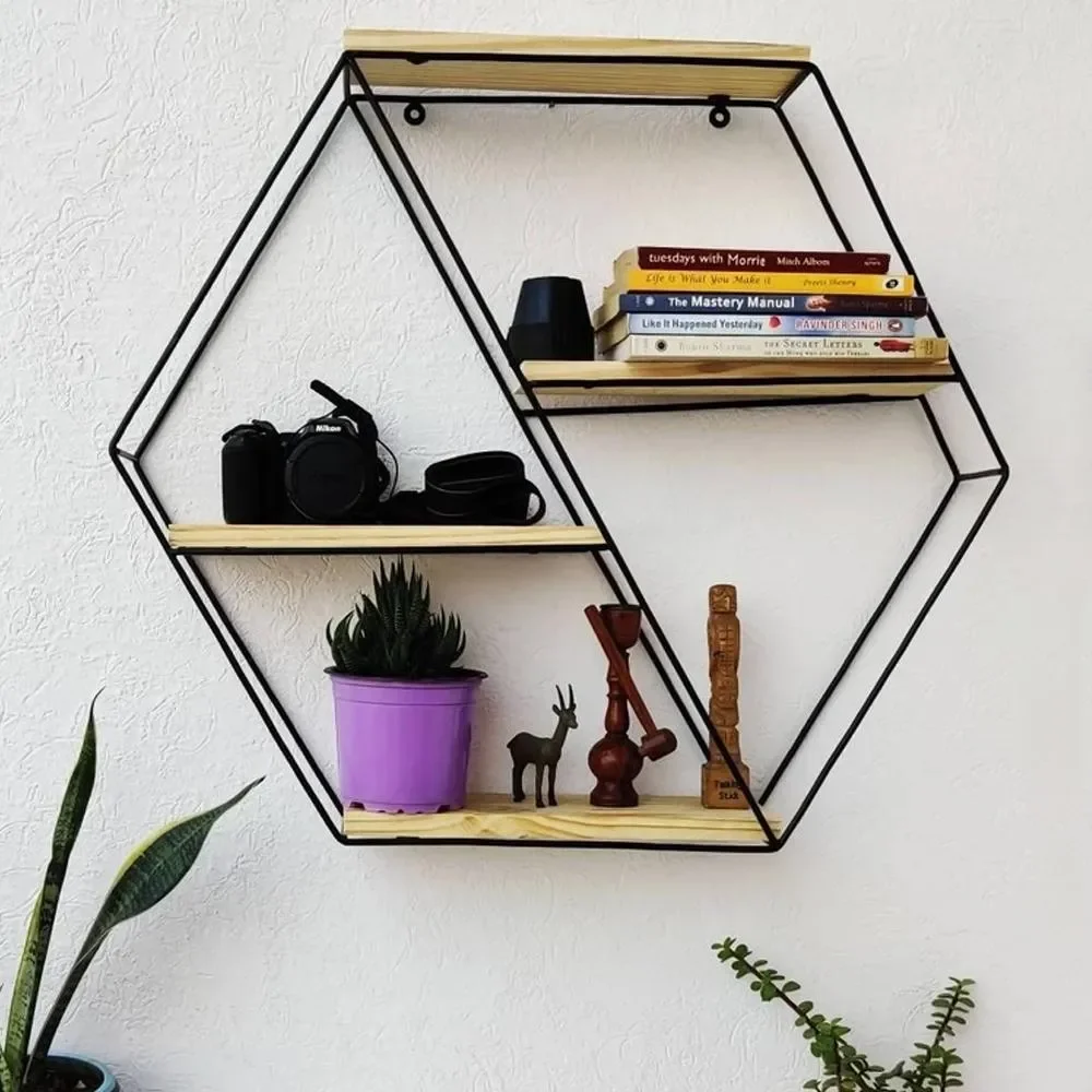 Versatile Moredn Metal Iron Hexagonal Made of high quality Iron or mdf wood for sturdiness for Home Decor