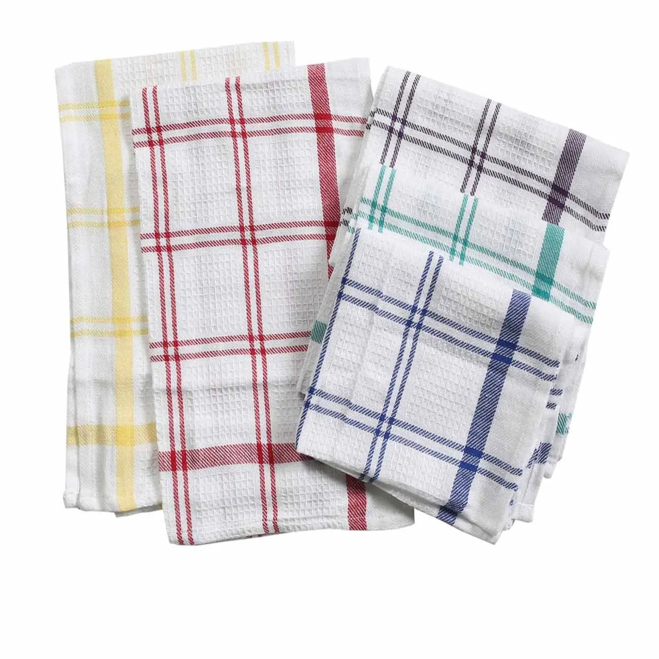 100% Cotton Waffle Weave Check Plaid Kitchen Towels Super Soft &Absorbent Dish Towels Drying Cloth Sustainable Reusable