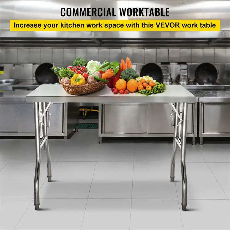 Foldable Stainless Steel Preparation Table Commercial Kitchen Table Kitchen Dining Table Workbench