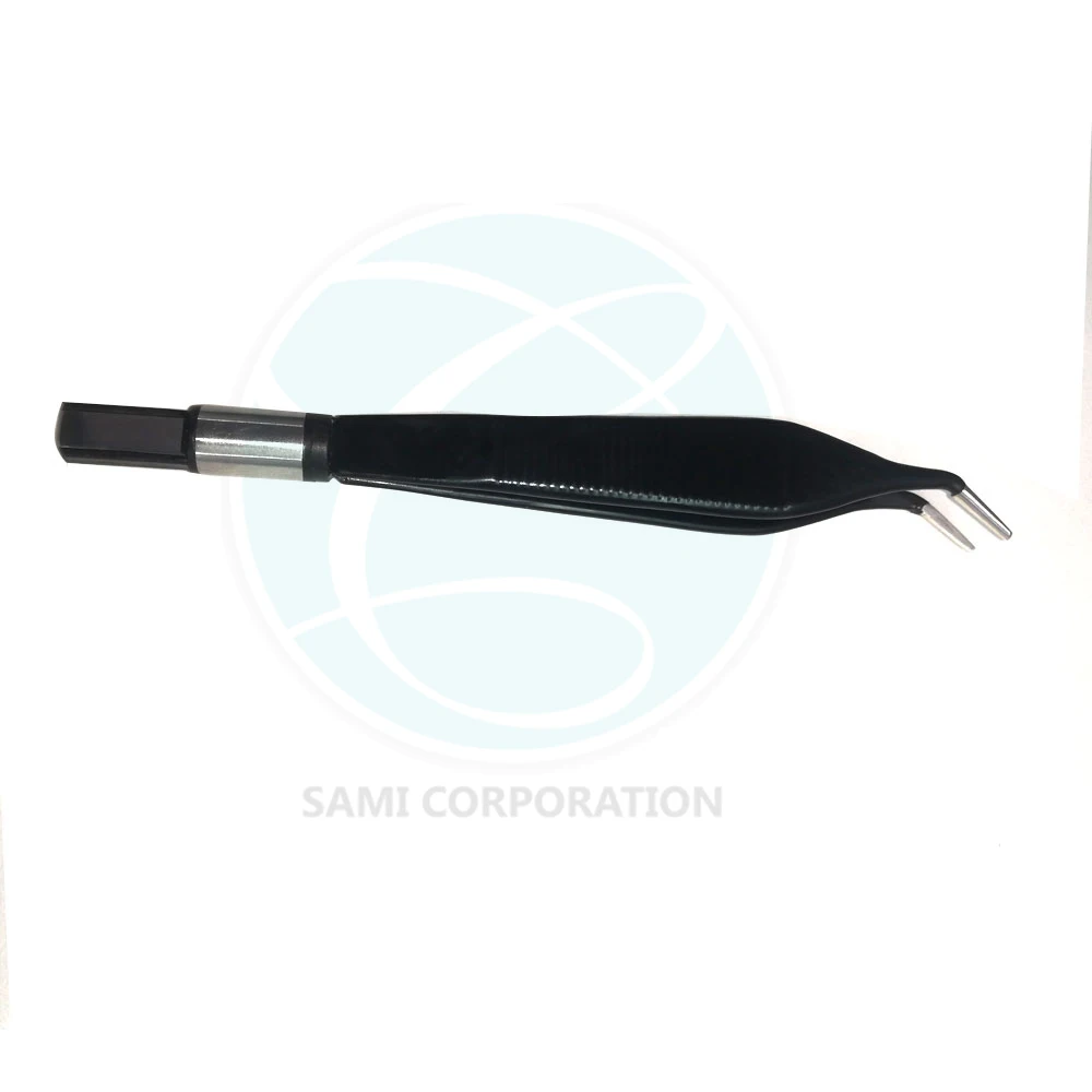 Disposable Blue Bipolar Forceps Tweezers Straight Electro Surgical Forceps 11.5 cm, Tip 0.7 mm Forceps By Sami corporation