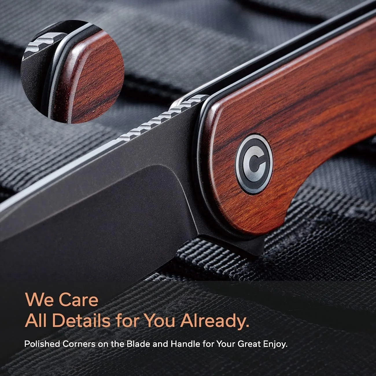 wholesale hard wood Handle D2 Acid Wash EDC Pocket Folding Knife Taschenmesser for Outdoor activity