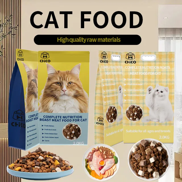 OEM Cheapest Cat Food Factory Exports 10KG High Protein Pet Food Raw Chicken Flavors Fish Shapes All Age Cat Dry Food