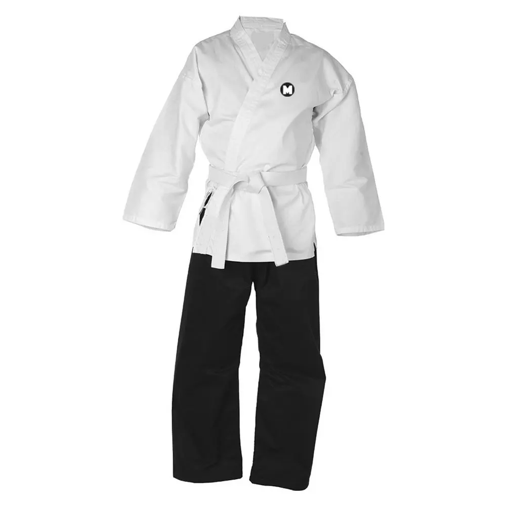 Martial Arts Karate Basic Uniform with Customized Logo in White and Black for MMA, Karate Demonstration Teams Gyms Schools