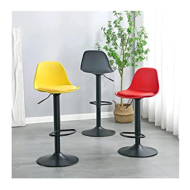 Cadeira Para Bar Furniture chrome metal Base Plastic Taburetes De Bar Swivel Chairs Bar Stool For Kitchen