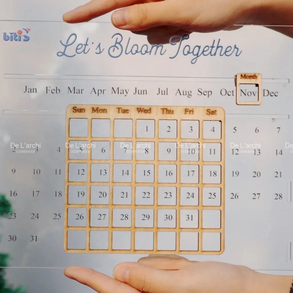 Perpetual calendar  Calendar designed with clear UV printed mica for decoration or as a meaningful  New Year gift