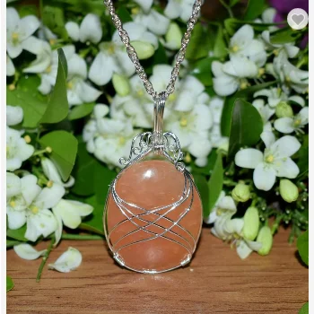 Red Aventurine Silver Wire Wrapped Pendant Round Pendant Jewellery Chakra Gemstone Pendant