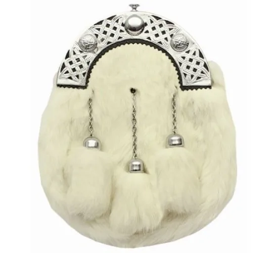 High Quality Custom Made Full Dress Bagpiper Sporran Highland Dress Metal Cantle Sporrans Fur Material Wholesale Bulk Packaging