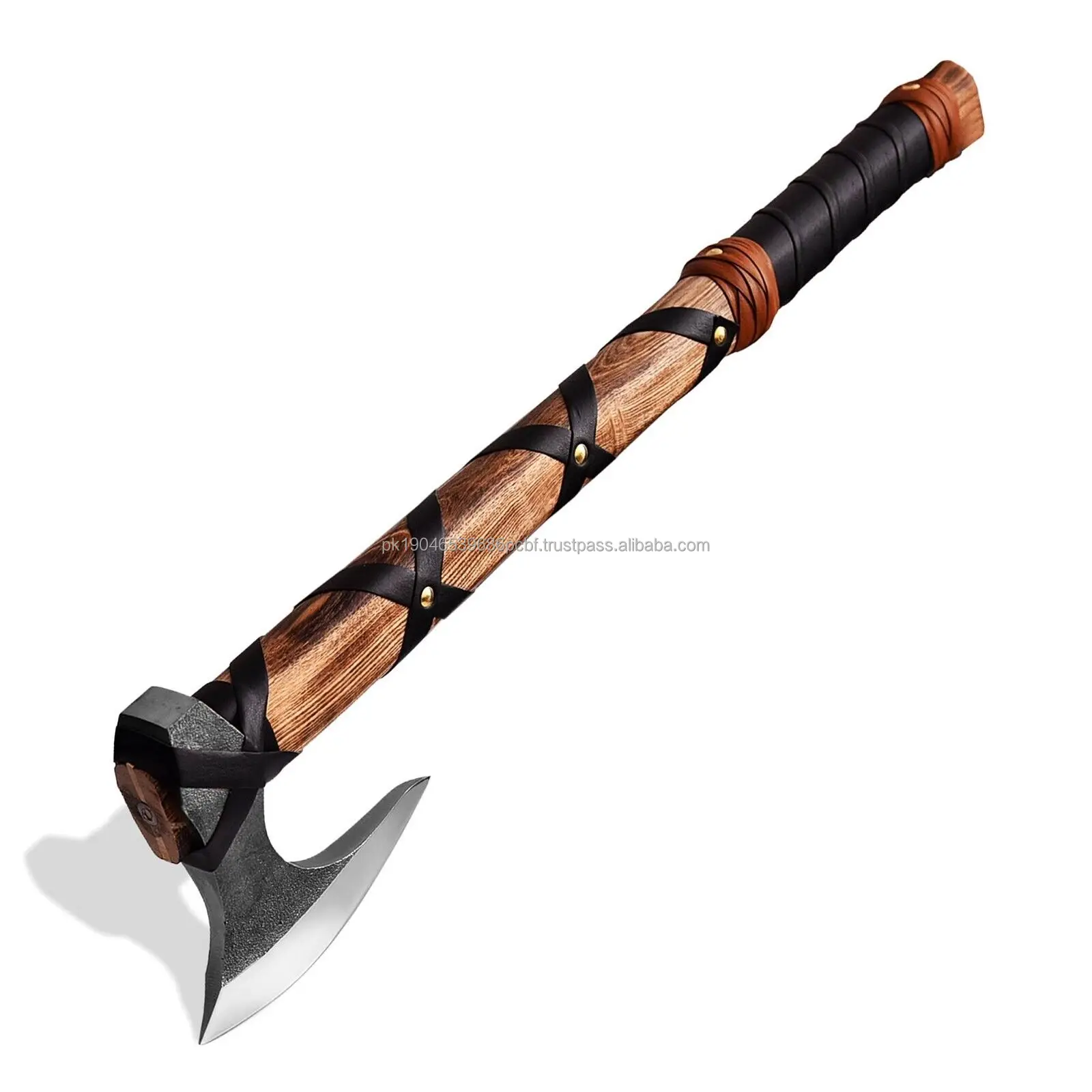 Custom Carbon Steel Viking Battle Axe with Wooden Handle Handmade Tactical Tomahawk Industrial Grade OEM Axe Head Wholesale