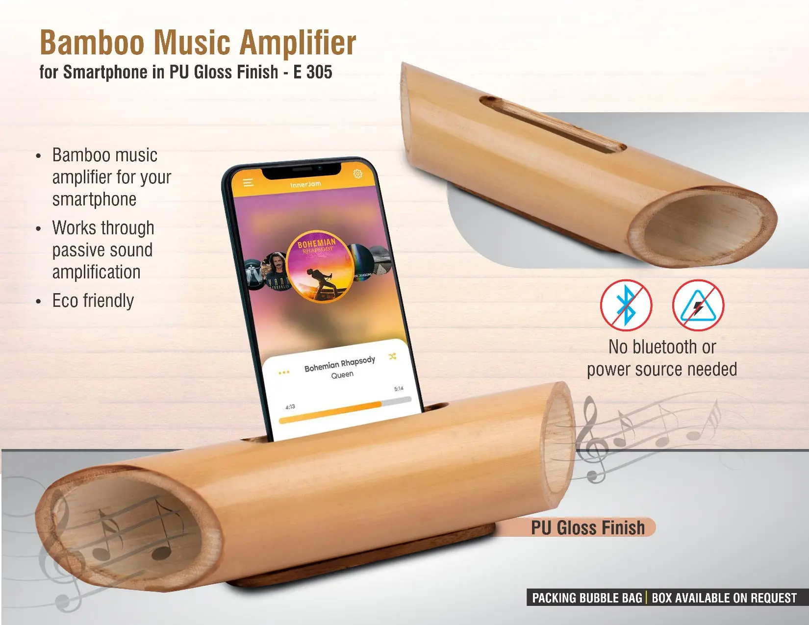 Wholesale New Design Promotional Luxury Design  Bamboo Speaker Pen and Phone Stand Bamboo Tumbler Bamboo Music Amplifier