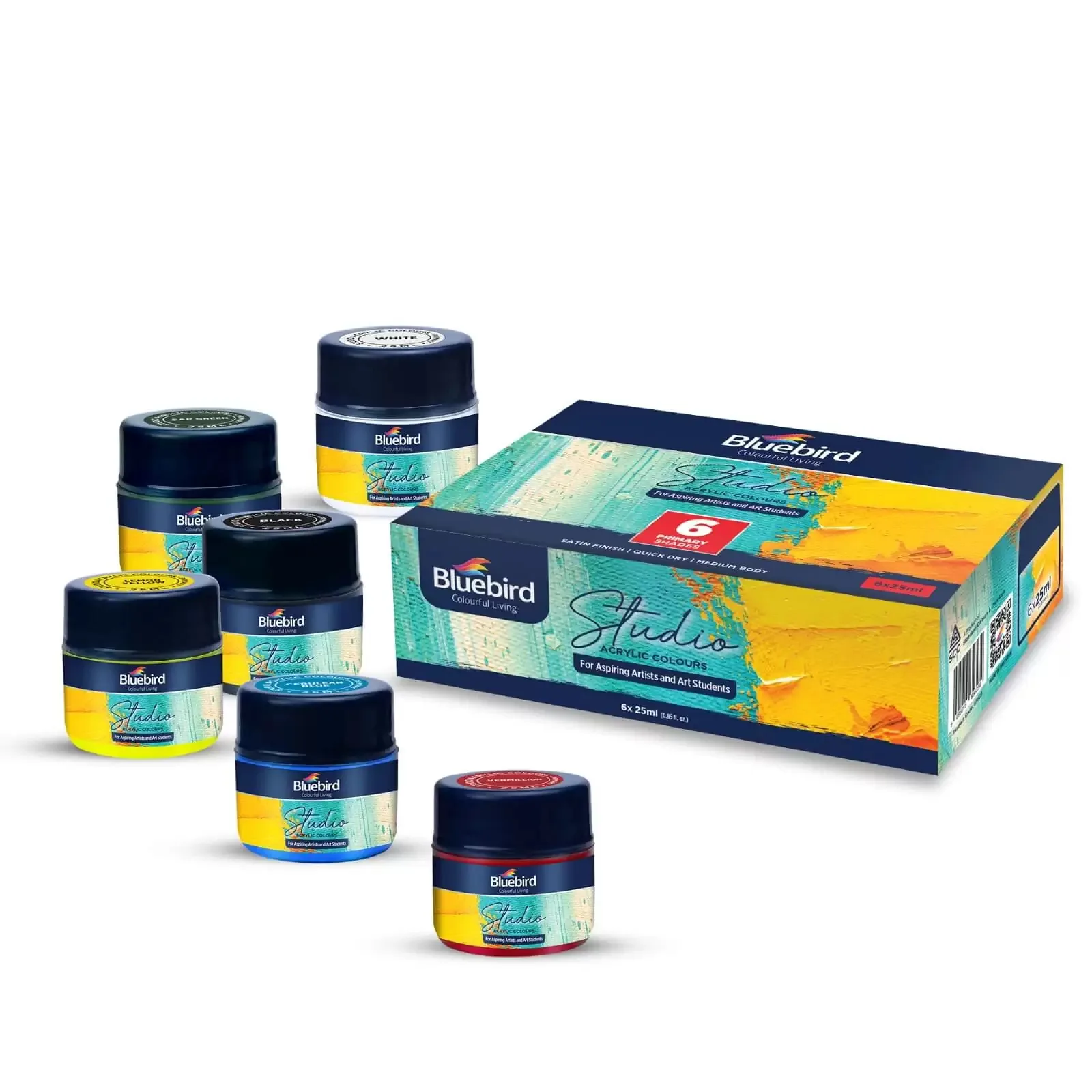 Top Notch Quality Paints Bluebird Studio Acrylic Paints 25ml 6-Color Acrylic Colors