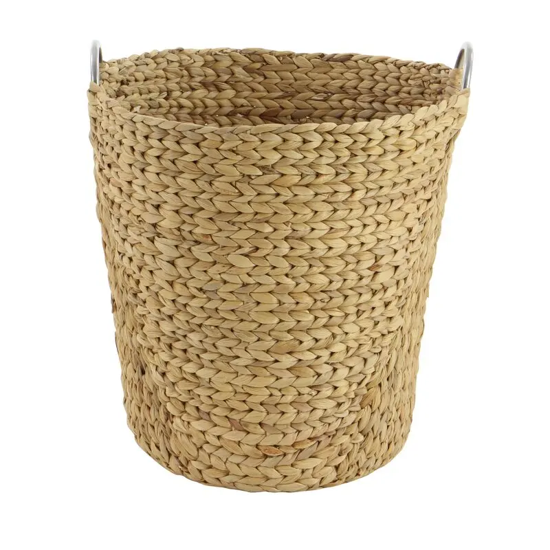 Натуральная круглая плетеная корзина для хранения гиацинта с ручками из прочного органического материала дома