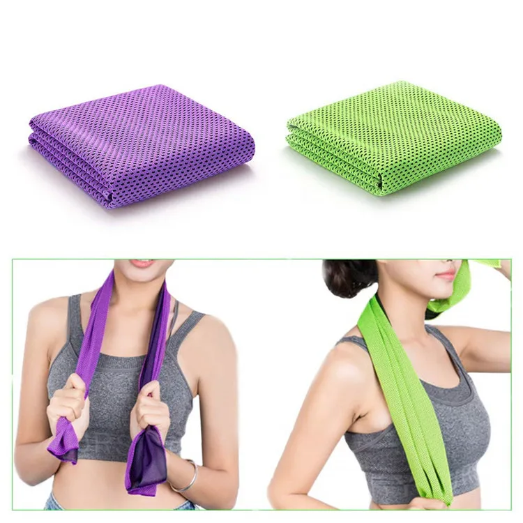 Solid Color Microfiber Fitness Sports Cooling Towel Adults Custom Exercise Ice Towel PVC Bag Printed Logo Instant Workouts