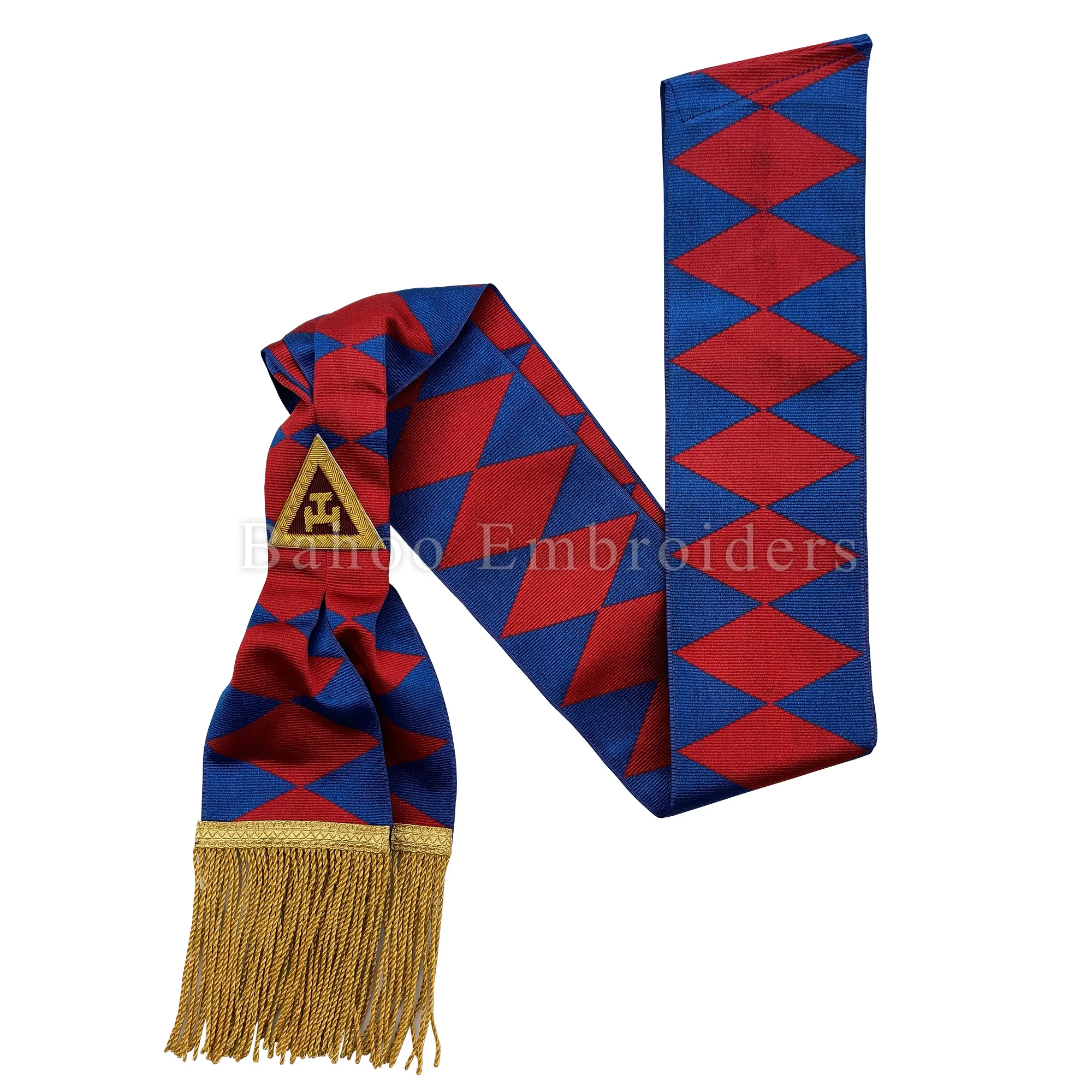 ROYAL ARCH PRINCIPALS SASH WITH GOLDEN FRINGE AND HAND EMBROIDERED TAU CROSS (BH-M-403)