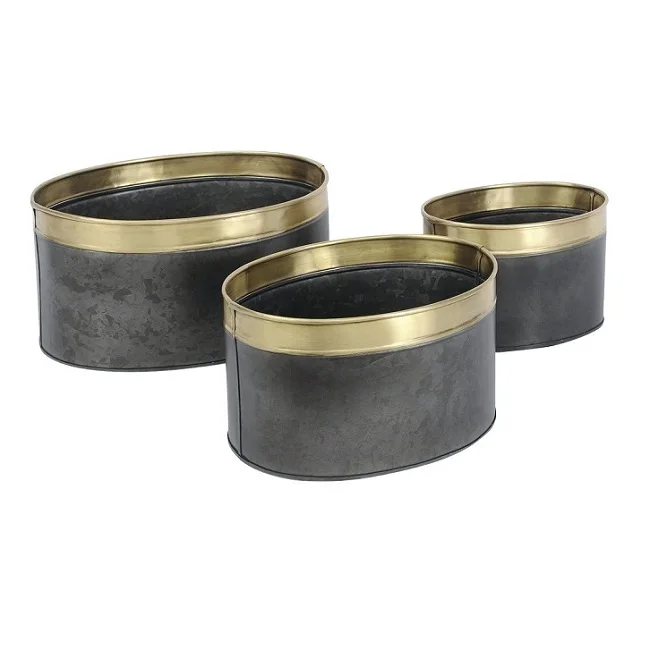 Antique Black And Gold Finishing Metal Garden & Home Decoration Planters Antique Look Wedding Party Centrepiece Plant Decoar