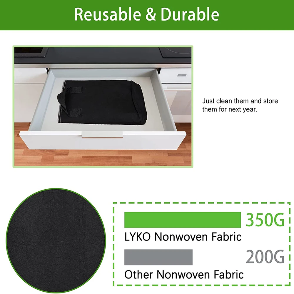 Grow Bags 20 Gallon 6 Pack, Fabric Pots for Plants Heavy Duty Thickened Nonwoven with Handles