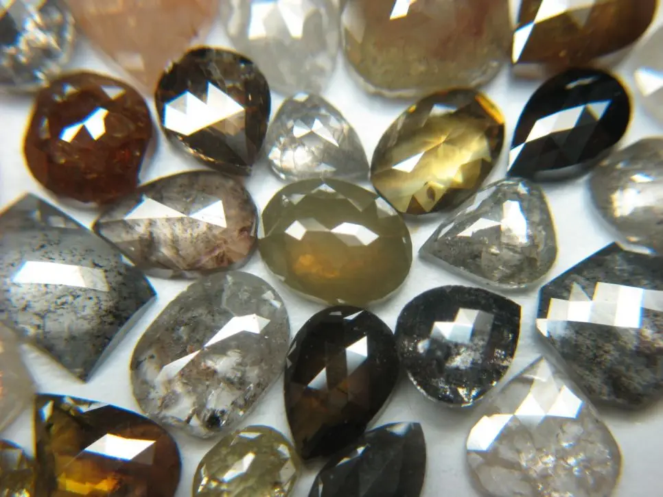 Salt and Pepper Multi Color Rose Cut Diamond 2.5 - 6 mm Faceted Round Loose Diamonds for Jewelry