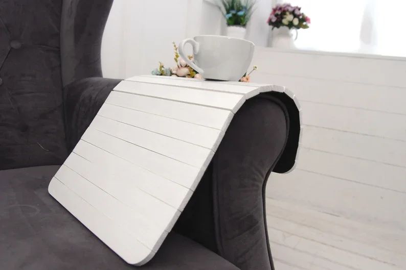 Wood Placemat Arm Chair Caddy Couch Arm Table Sofa wood Tray
