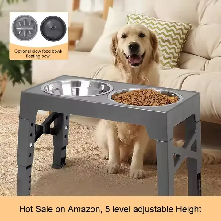 Wholesale 5 Height Adjustable Raised Elevated Pet Dog Bowl with Multiple Combination Options