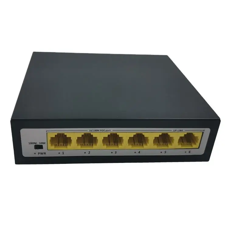 100Mbps black4 Port POE Switch  60W/96W/130W/260W 15.4 per each port POE, SNMP