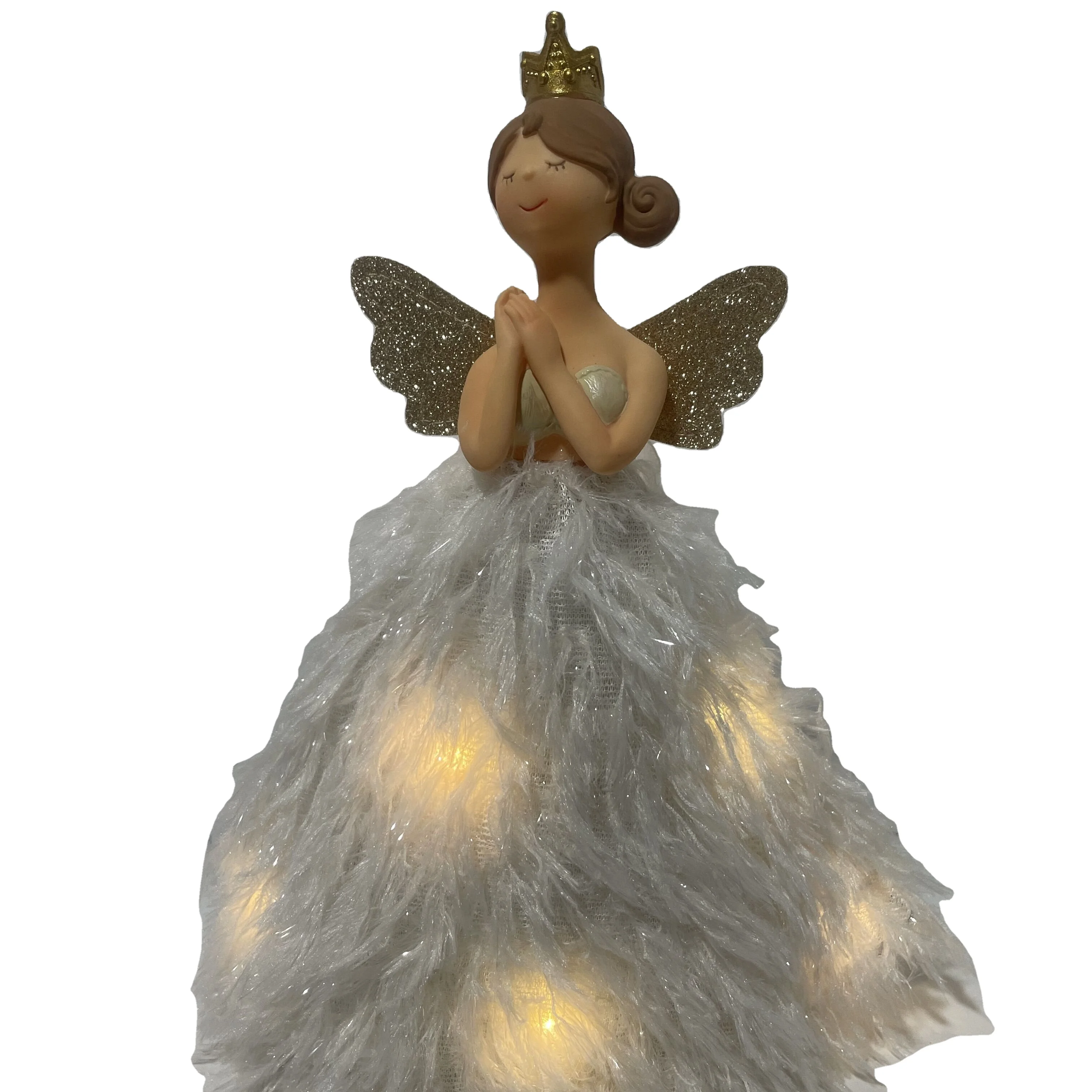 Hot sale Small Wood Christmas Angle Tree Hanging Ornaments With Handmade Plush Doll Windows Hanging Home Holiday Decor