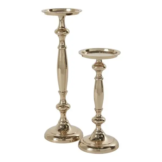 Aluminum Tall Candlestick Pillar Holder Gold Plated Table Candle Art decoration Candelabra Candle Stand Set of 3