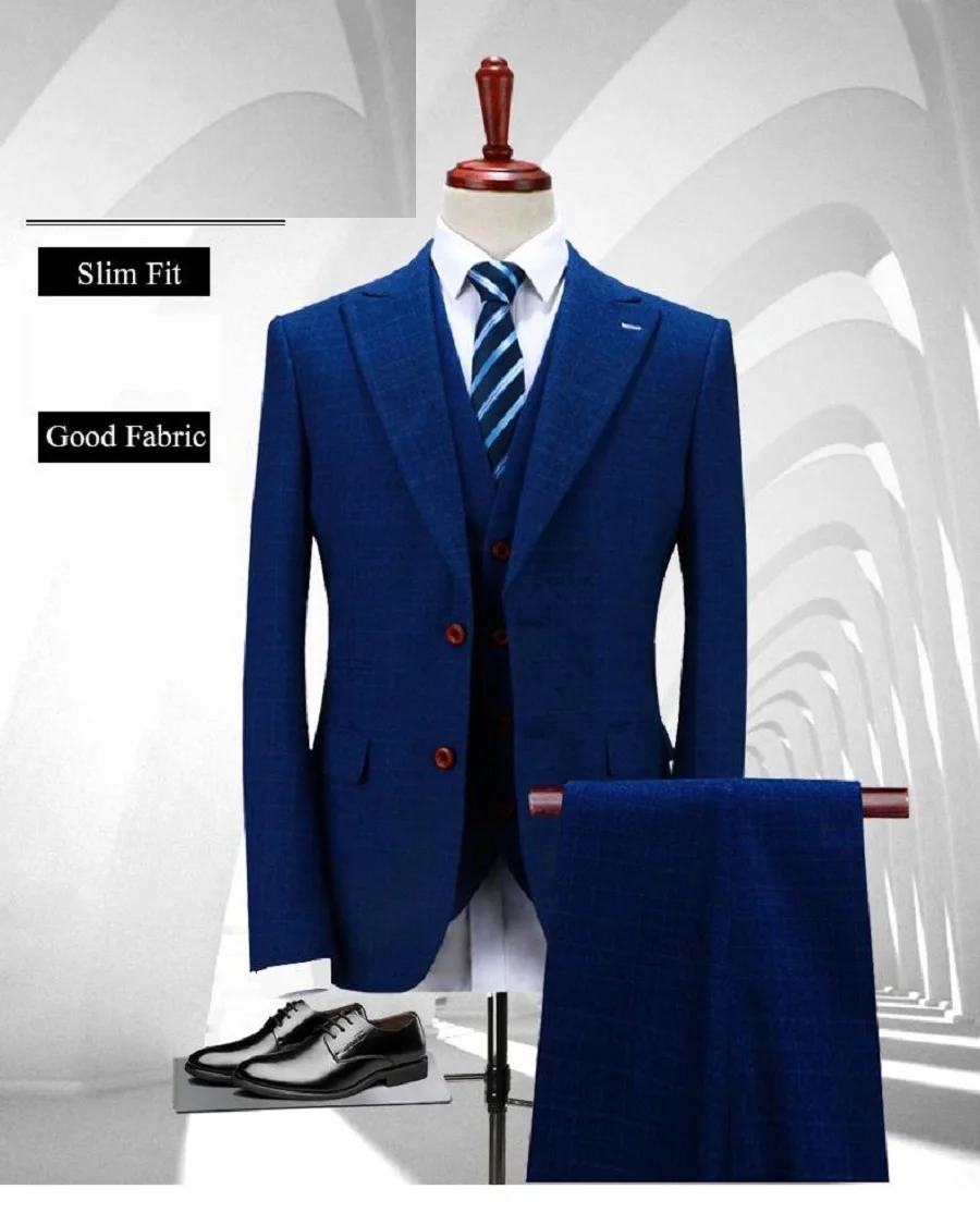 Italian Wool Suits Men 3 Pieces 26 Colors Men Suit Blazers Groom Prom Tuxedos Blazer Business Suits Men Tuxedo